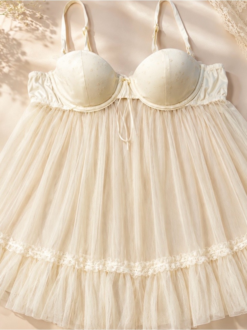 Victoria's Secret Cream Lace Bra with Sheer Mesh